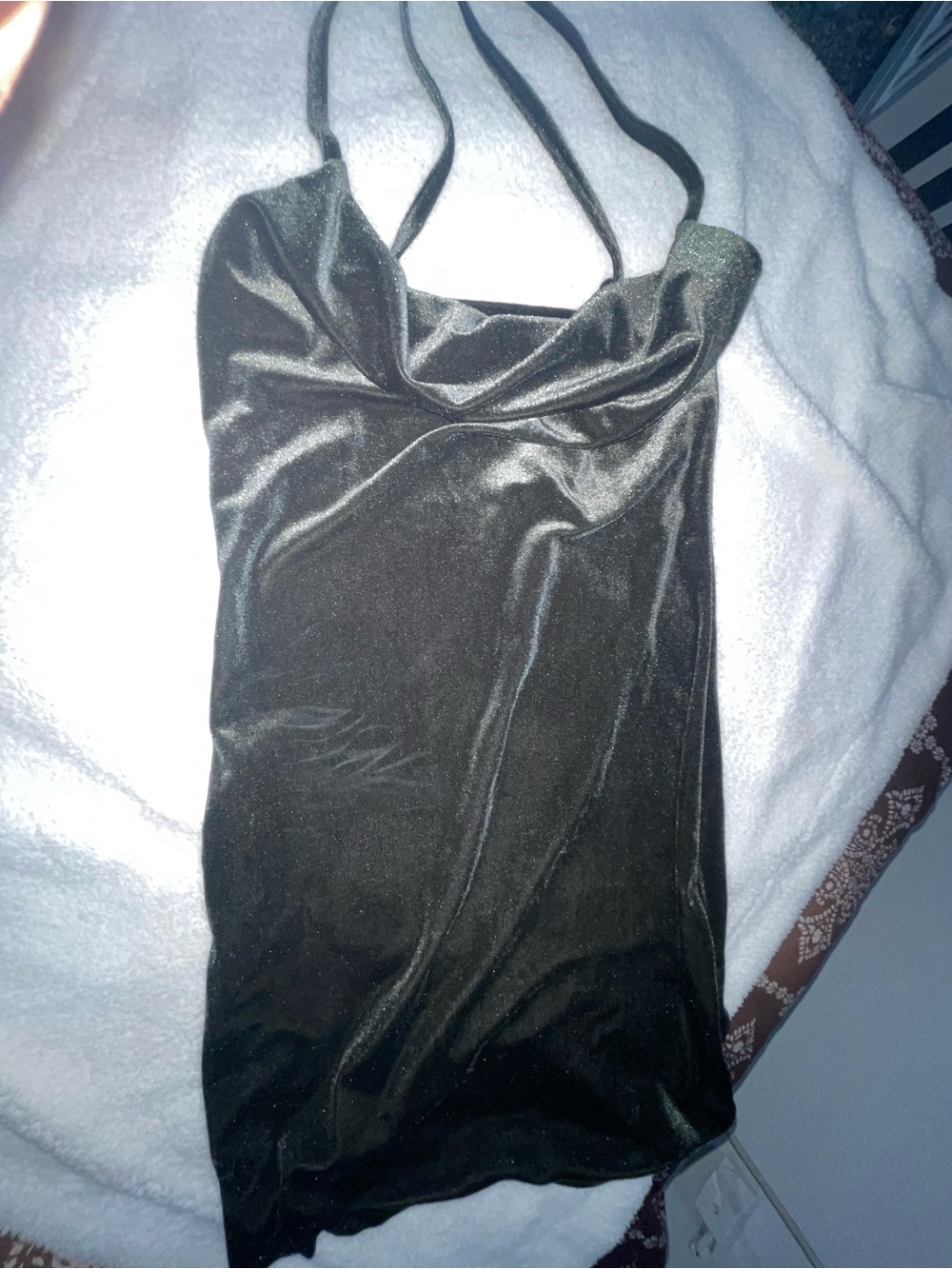 Black Velvet Cowl Neck Strappy Women's Dress